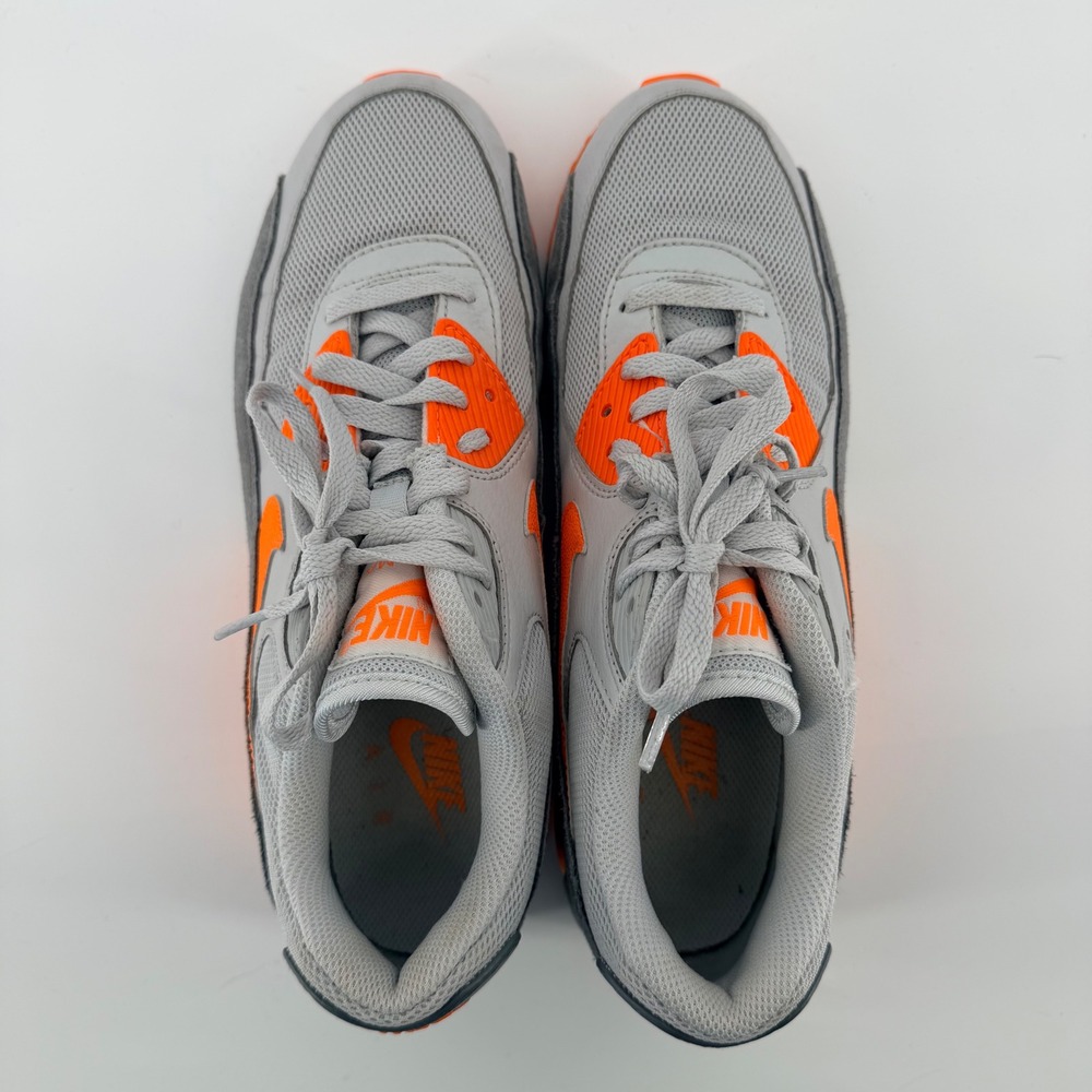 Nike Air Max 90 Wolf Grey Total Orange Mens Sneakers Running Shoes Size 11 - Picture 7 of 9